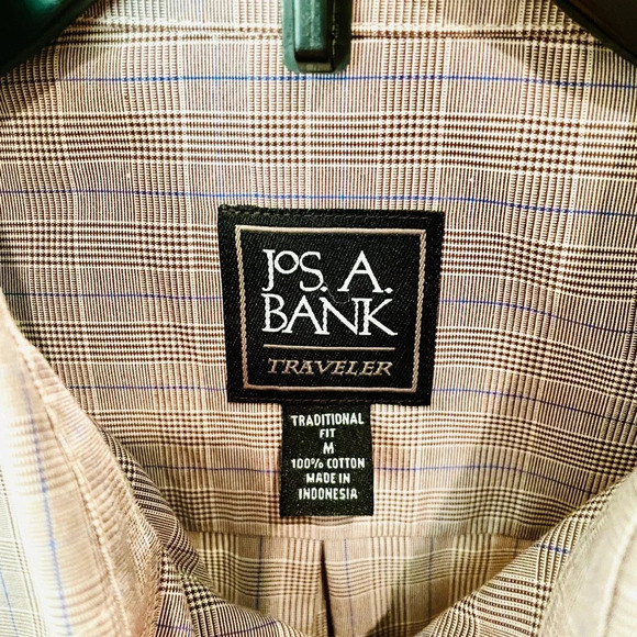 Jos. A. Bank Traveler long sleeve button down shirt houndstooth SZ M gray white - Picture 4 of 9